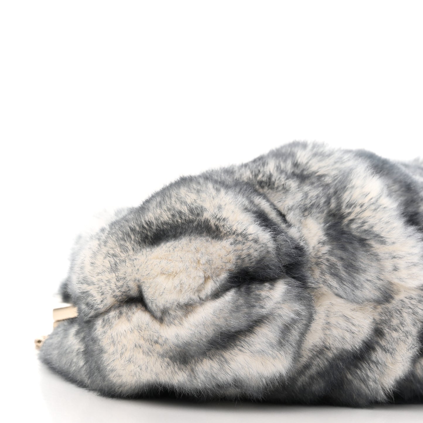 Rabbit Fur Miss Loubi Clutch Denim Blue Ecru