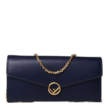 Fendi Vitello Liberty Lucido F is Fendi Continental Envelope Wallet On Chain Blueberry 1 of 6