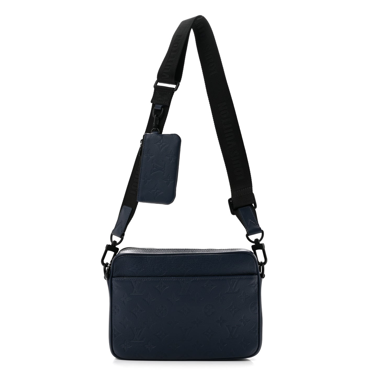 Calfskin Monogram Shadow Trio Messenger Navy