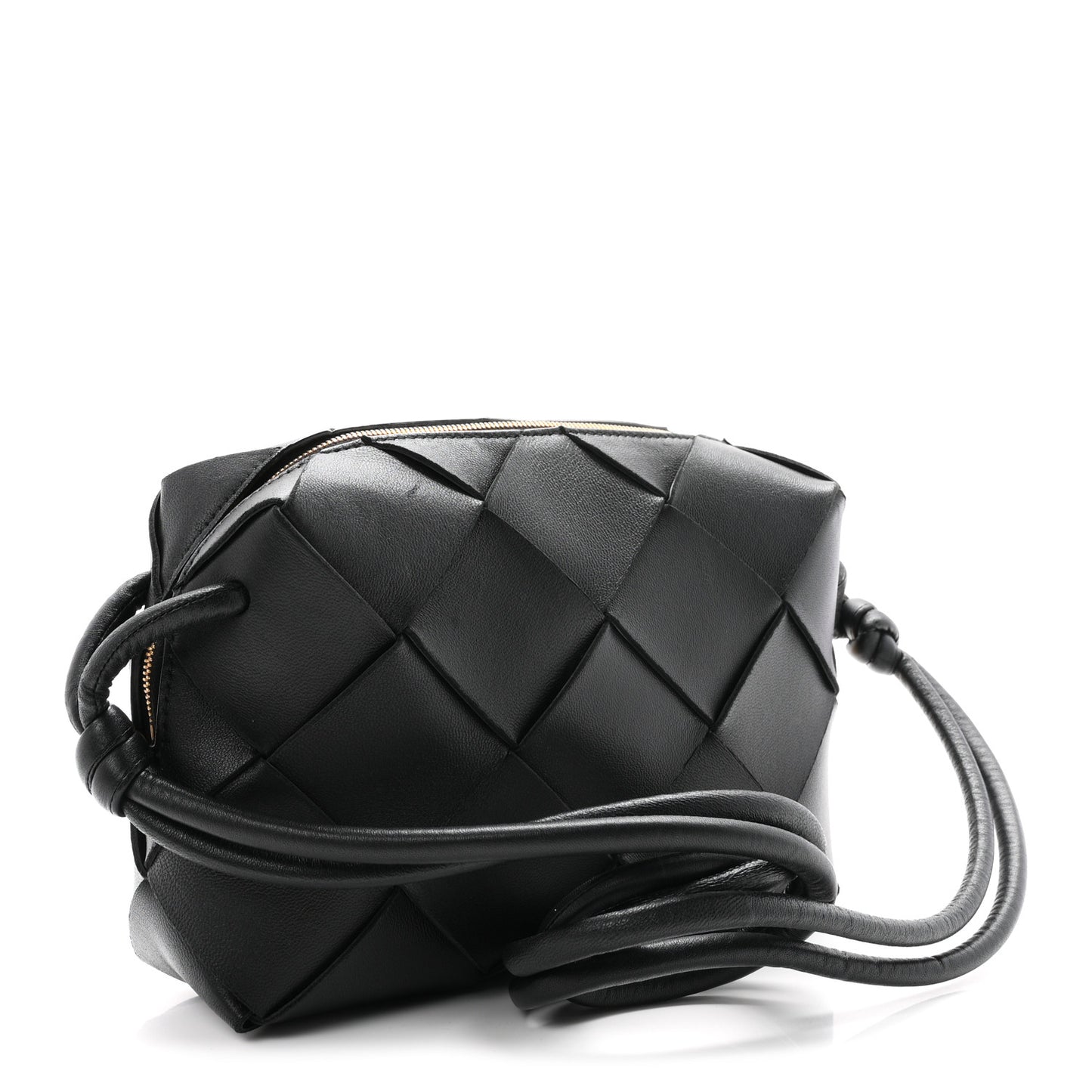 Lambskin Maxi Intrecciato Small Cassette Camera Bag Black