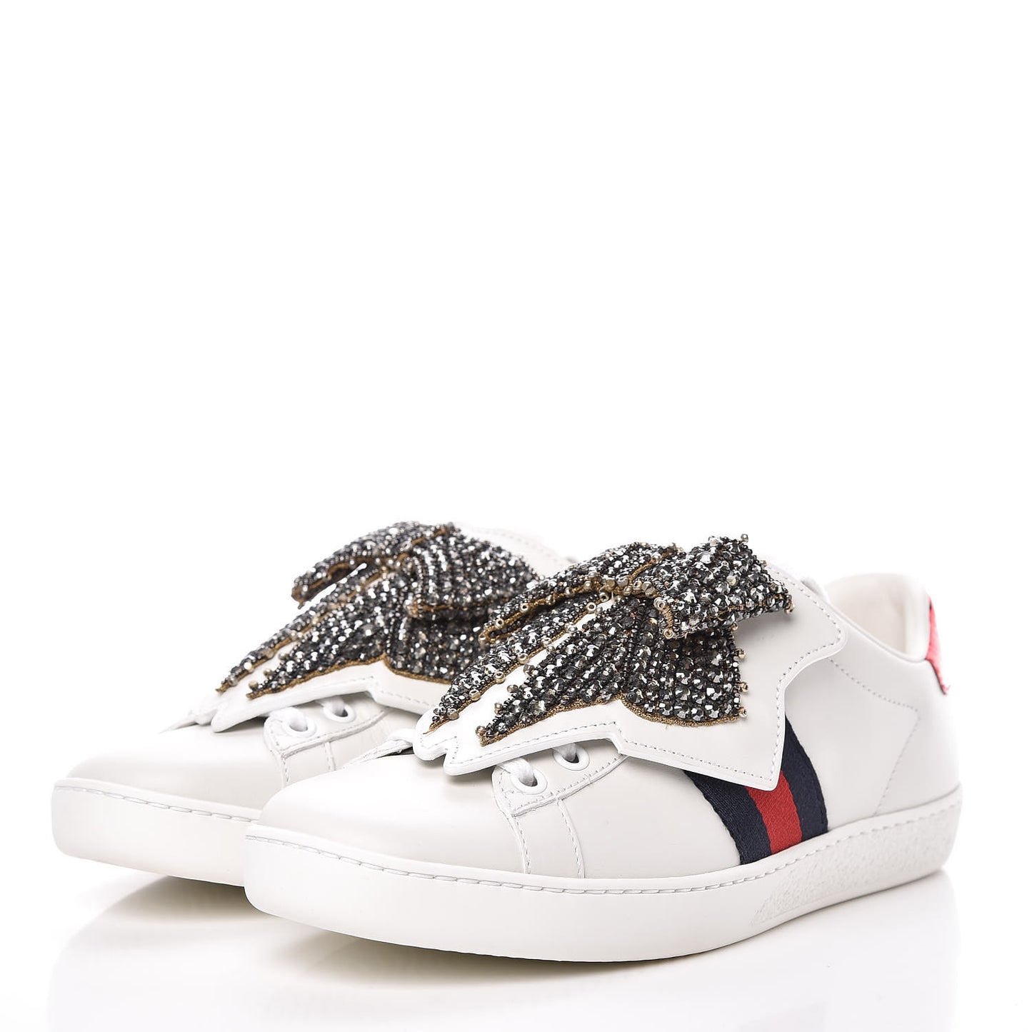 Calfskin Ayers Web Womens Ace Bow Lace Sneakers 36 White