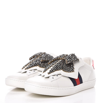 Gucci Calfskin Ayers Web Womens Ace Bow Lace Sneakers 36 White 3 of 11