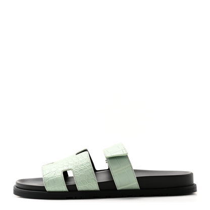 Hermes Matte Alligator Mens Chypre Sandals 44 Vert D'eau 1 of 9