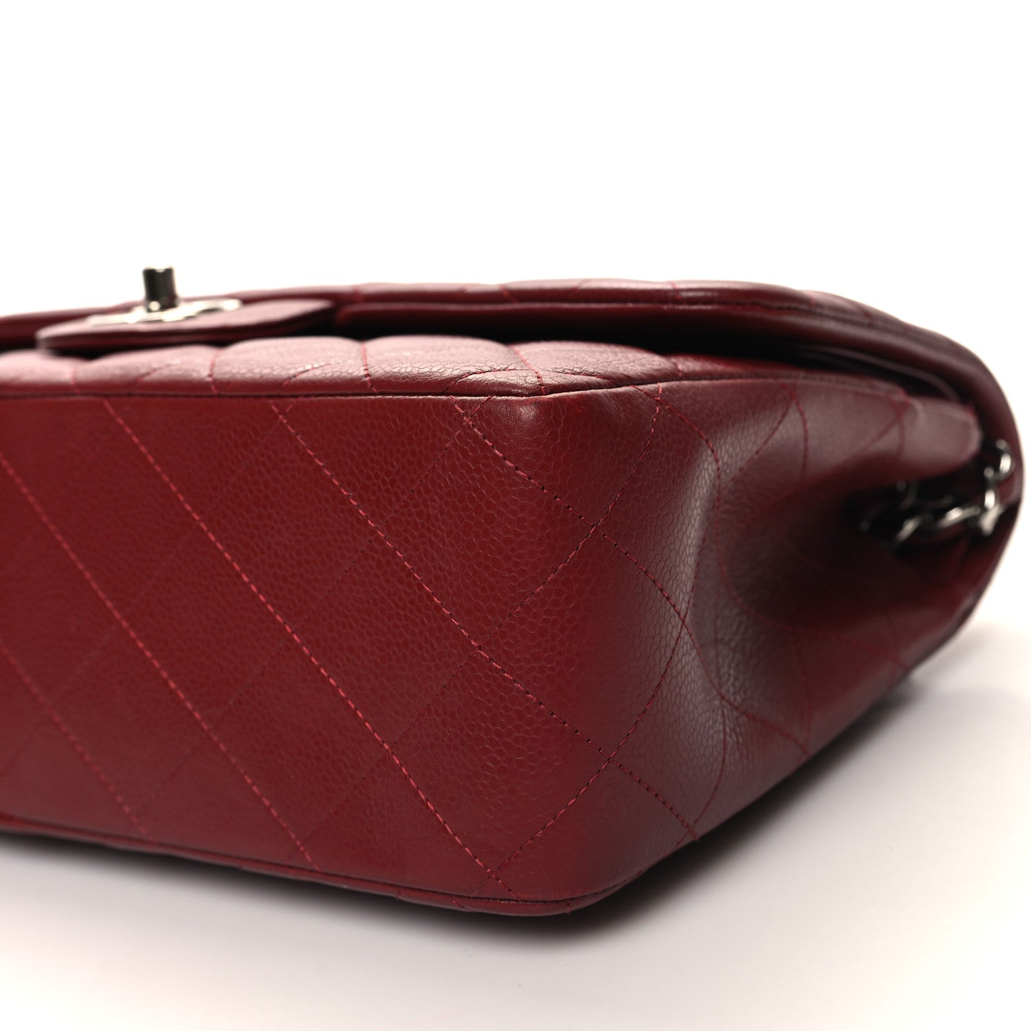 Chanel Caviar Quilted Jumbo Double Flap Dark Red 10 of 13