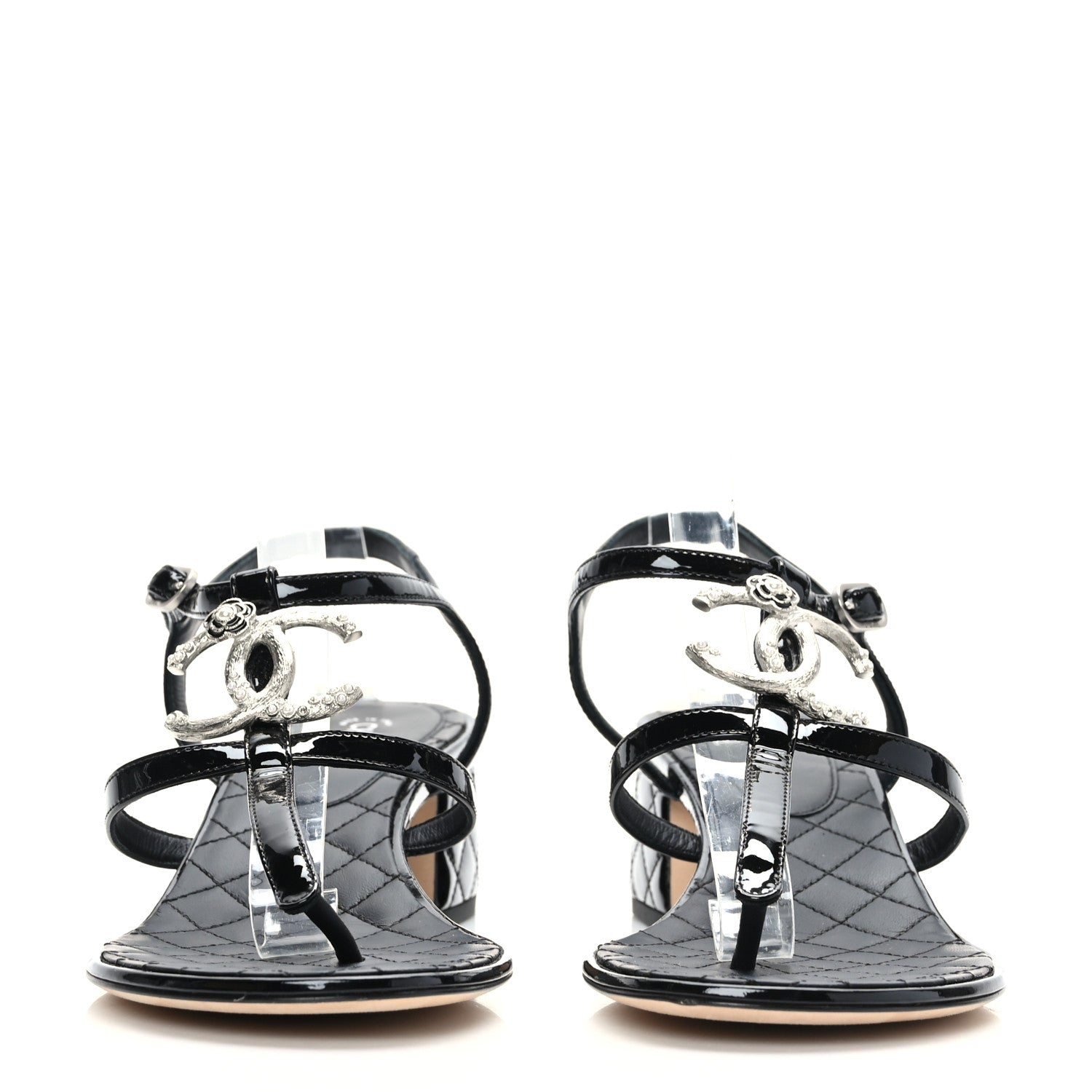Chanel Patent CC Logo Thong Sandals 39 Black 2 of 7
