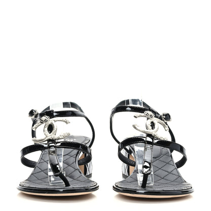 Chanel Patent CC Logo Thong Sandals 39 Black 2 of 7
