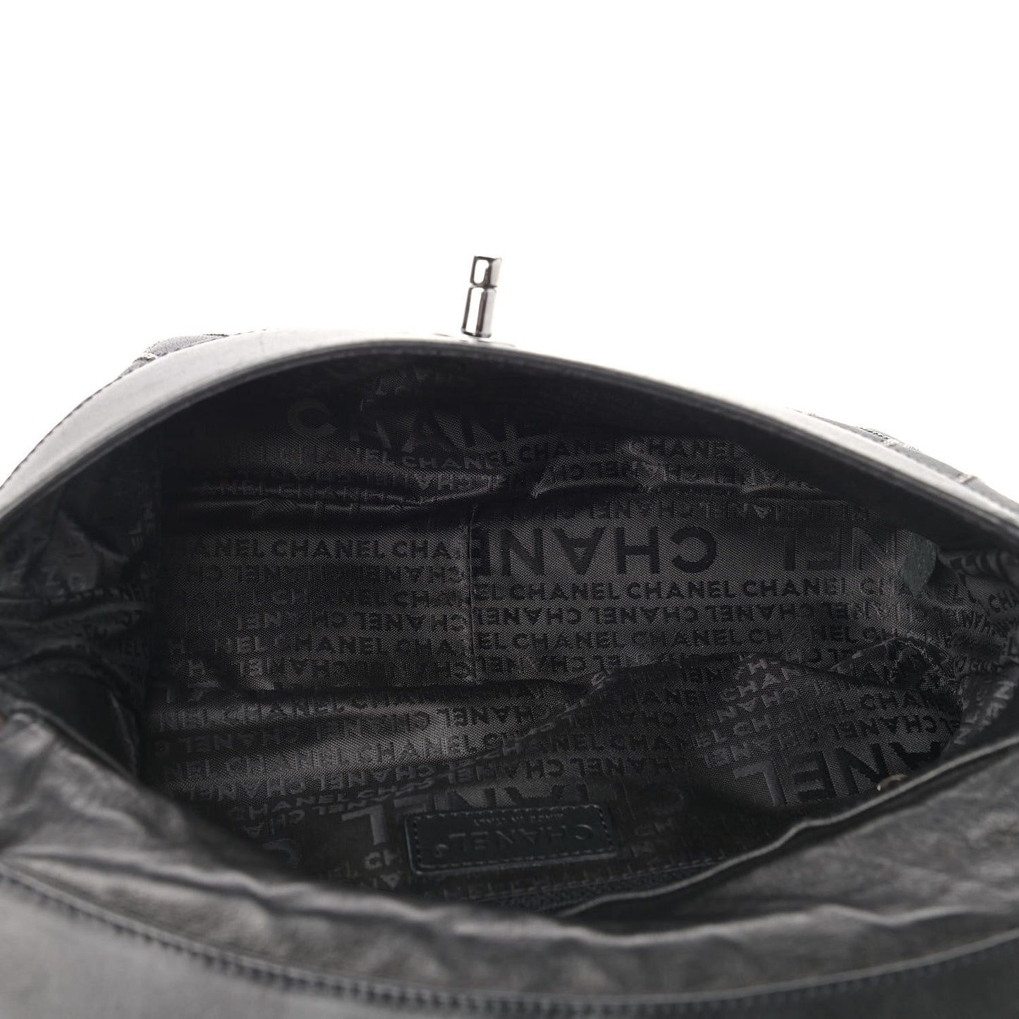 Lambskin Chain Stitch Clutch Black