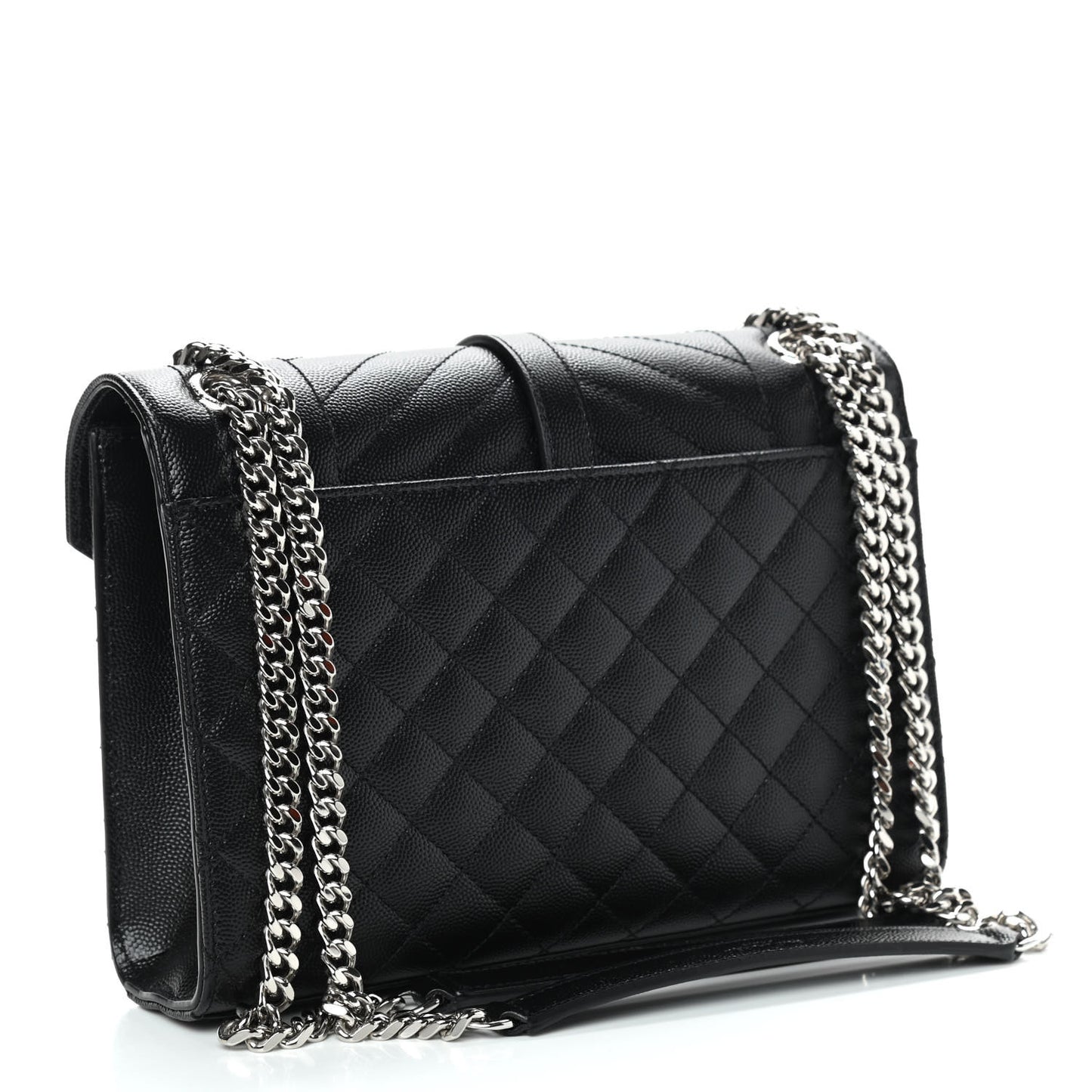 Grain De Poudre Textured Mixed Matelasse Triquilt Medium Monogram Satchel Black