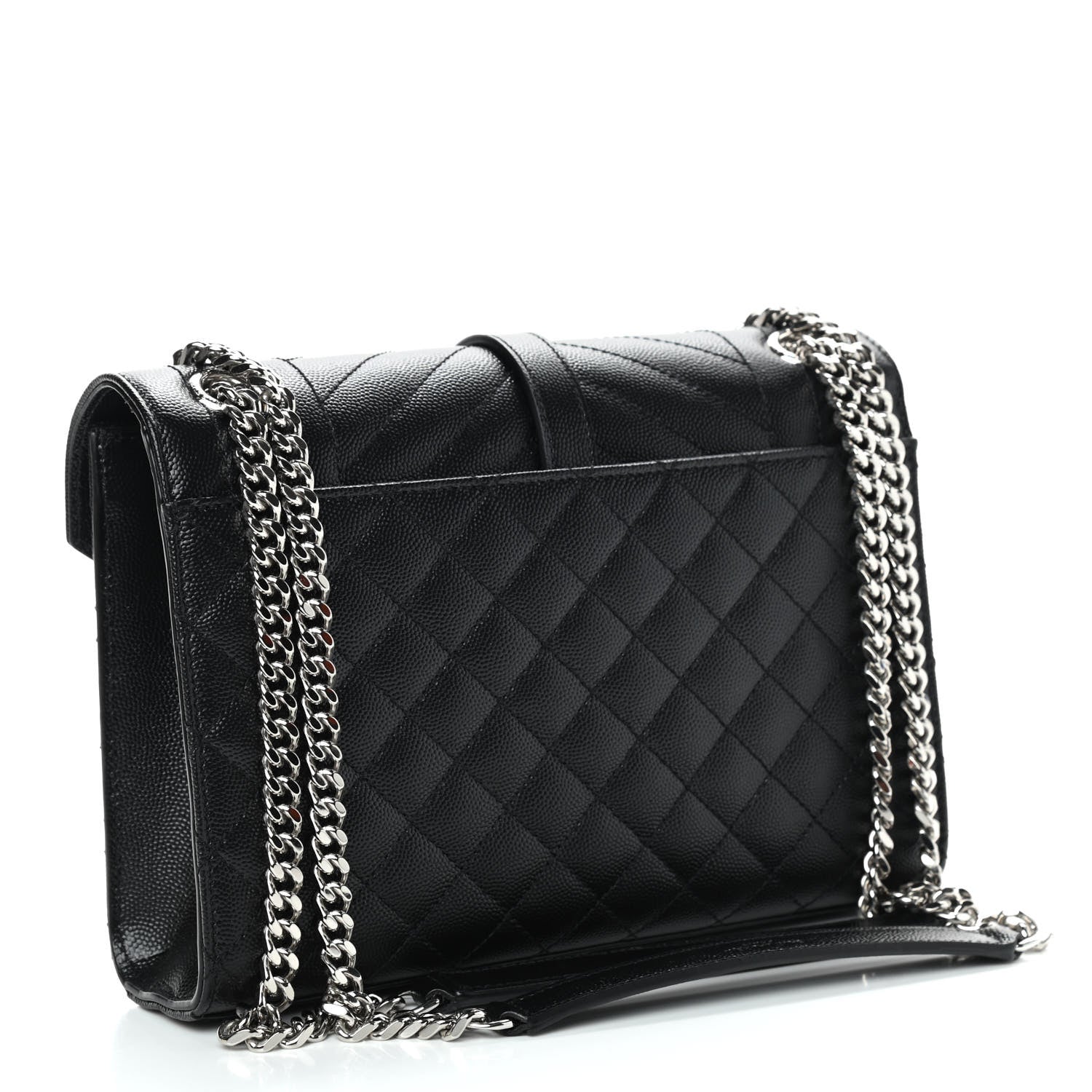 Saint Laurent Grain De Poudre Textured Mixed Matelasse Triquilt Medium Monogram Satchel Black 3 of 8