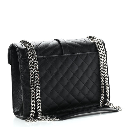 Saint Laurent Grain De Poudre Textured Mixed Matelasse Triquilt Medium Monogram Satchel Black 3 of 8