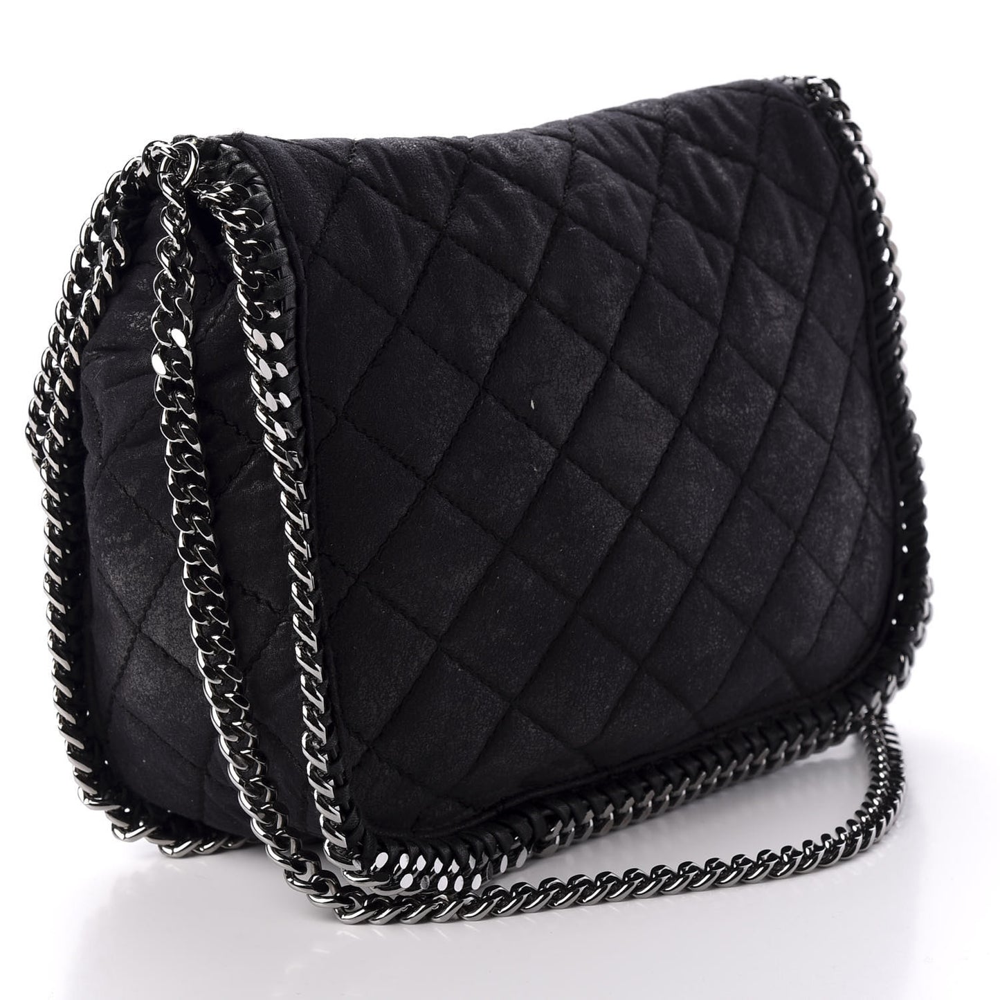Shaggy Deer Quilted Falabella Shoulder Bag Black