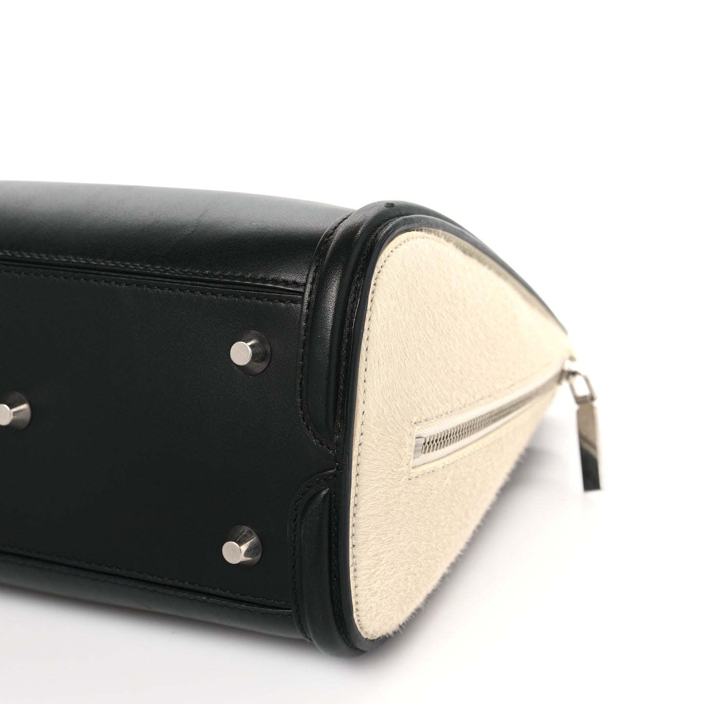 Soft Calfskin Calf Hair Wood Plate Small Heroine Black