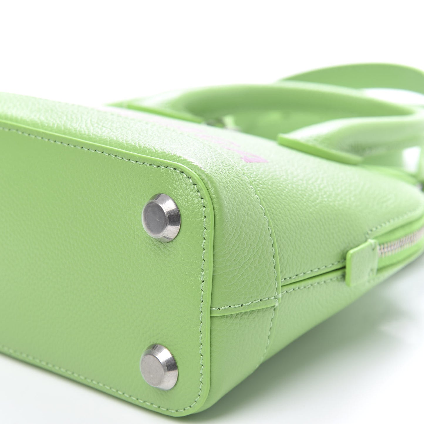 Grained Calfskin XXS Ville Top Handle Bag Light Green Fuchsia