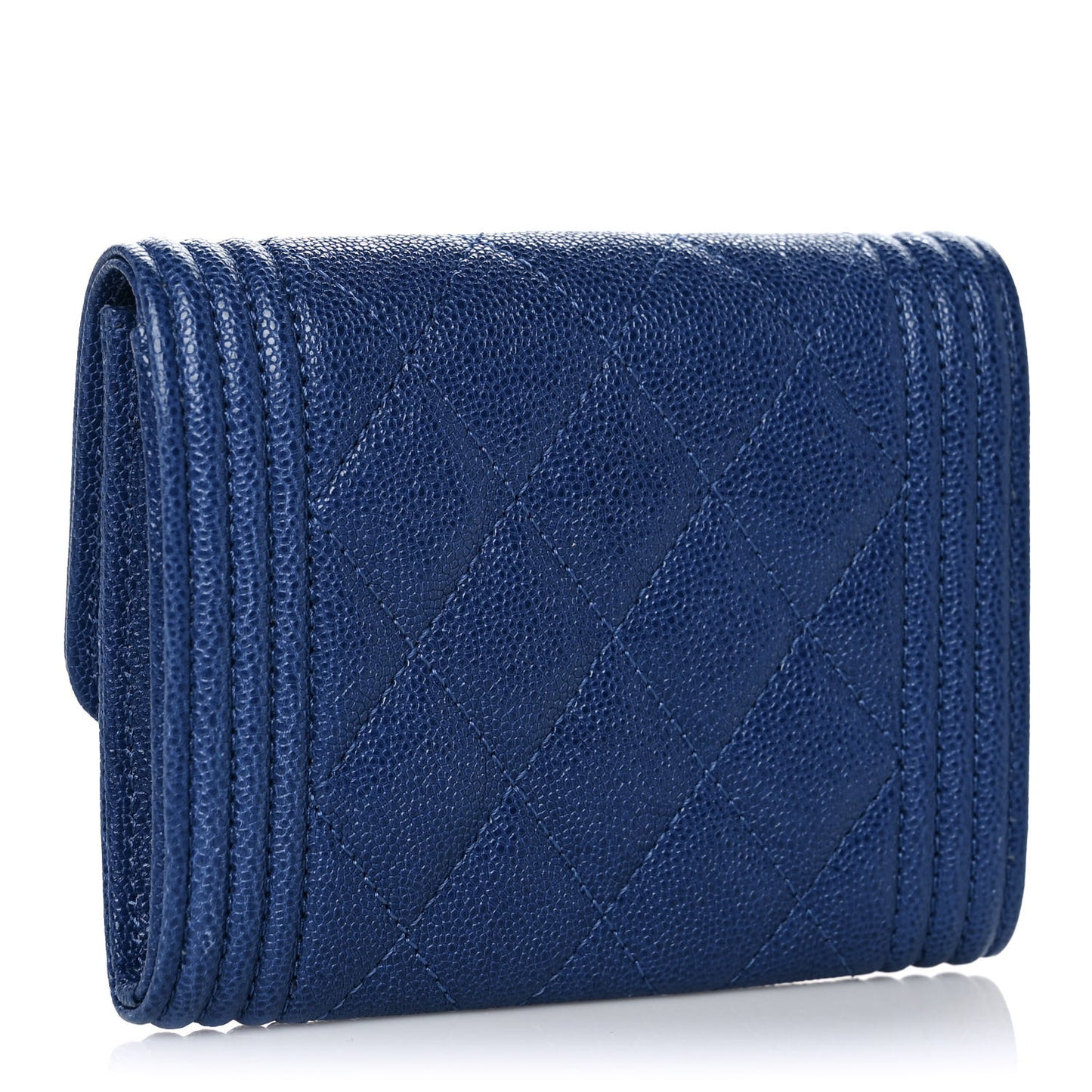 Caviar Quilted Boy Card Holder Wallet Blue