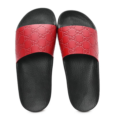Gucci Guccissima Signature Womens Slide Sandals 38 Hibiscus Red 2 of 9