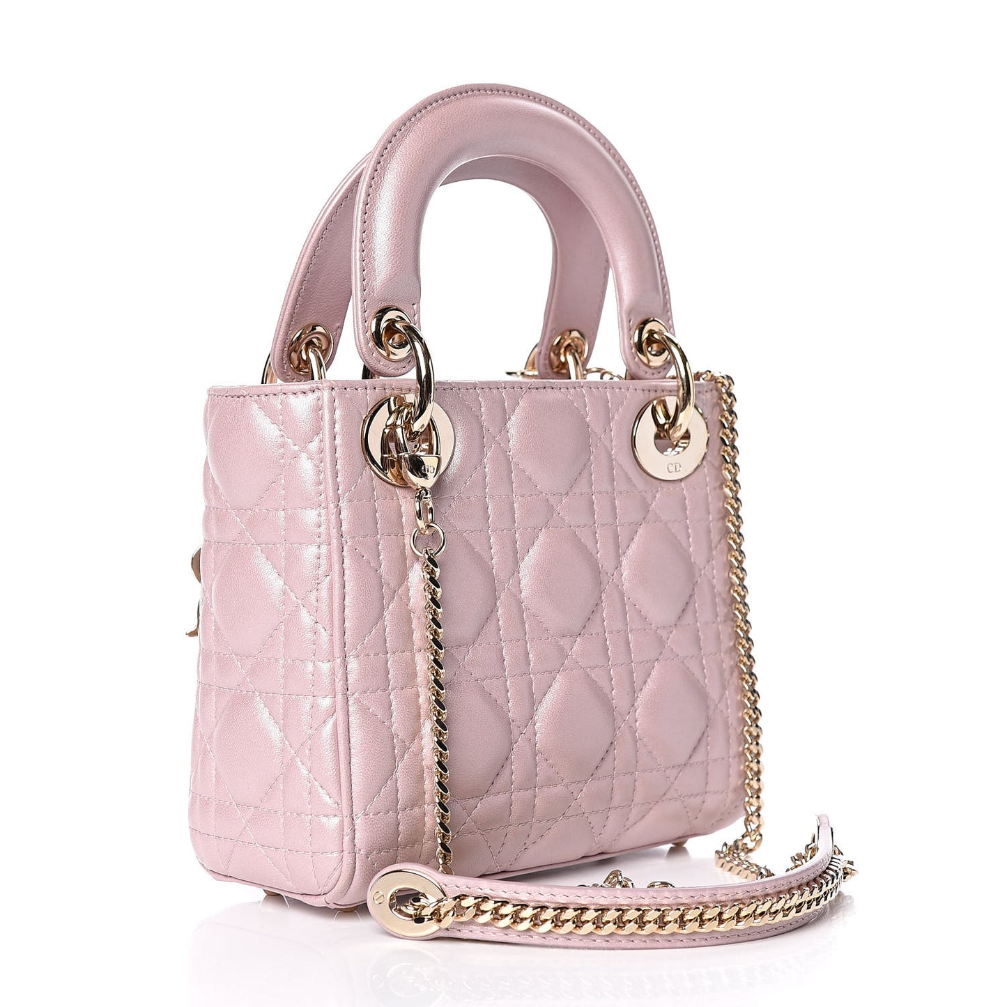 Metallic Lambskin Cannage Mini Lady Dior Lotus