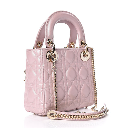 Christian Dior Metallic Lambskin Cannage Mini Lady Dior Lotus 3 of 14