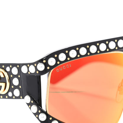 Gucci Acetate Pearl Rectangular Frame Sunglasses GG0234S Black Orange 7 of 7