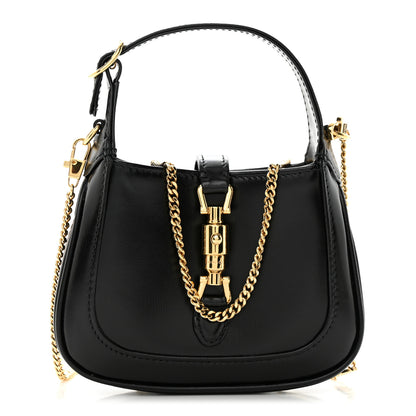 Gucci Boarded Dyana Lux Calfskin Super Mini Jackie 1961 Hobo Black 1 of 10