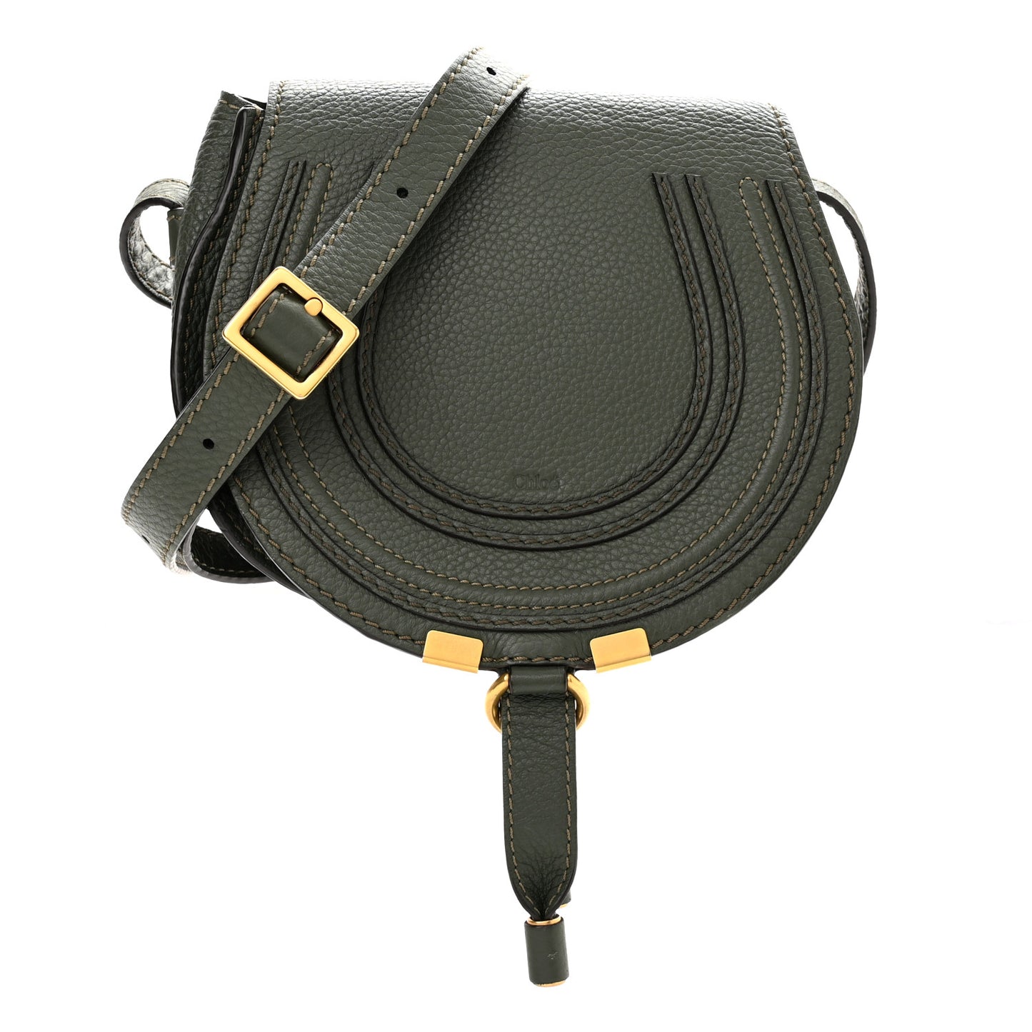 Calfskin Mini Marcie Round Crossbody Bag Dark Green