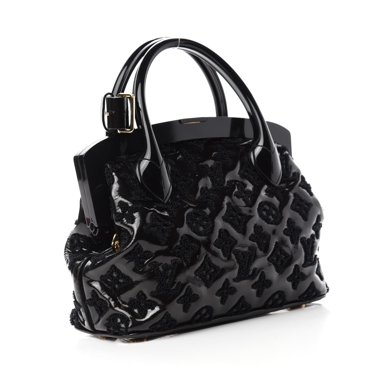 Louis Vuitton Patent Lambskin Fascination Lockit BB Frame Black 3 of 9
