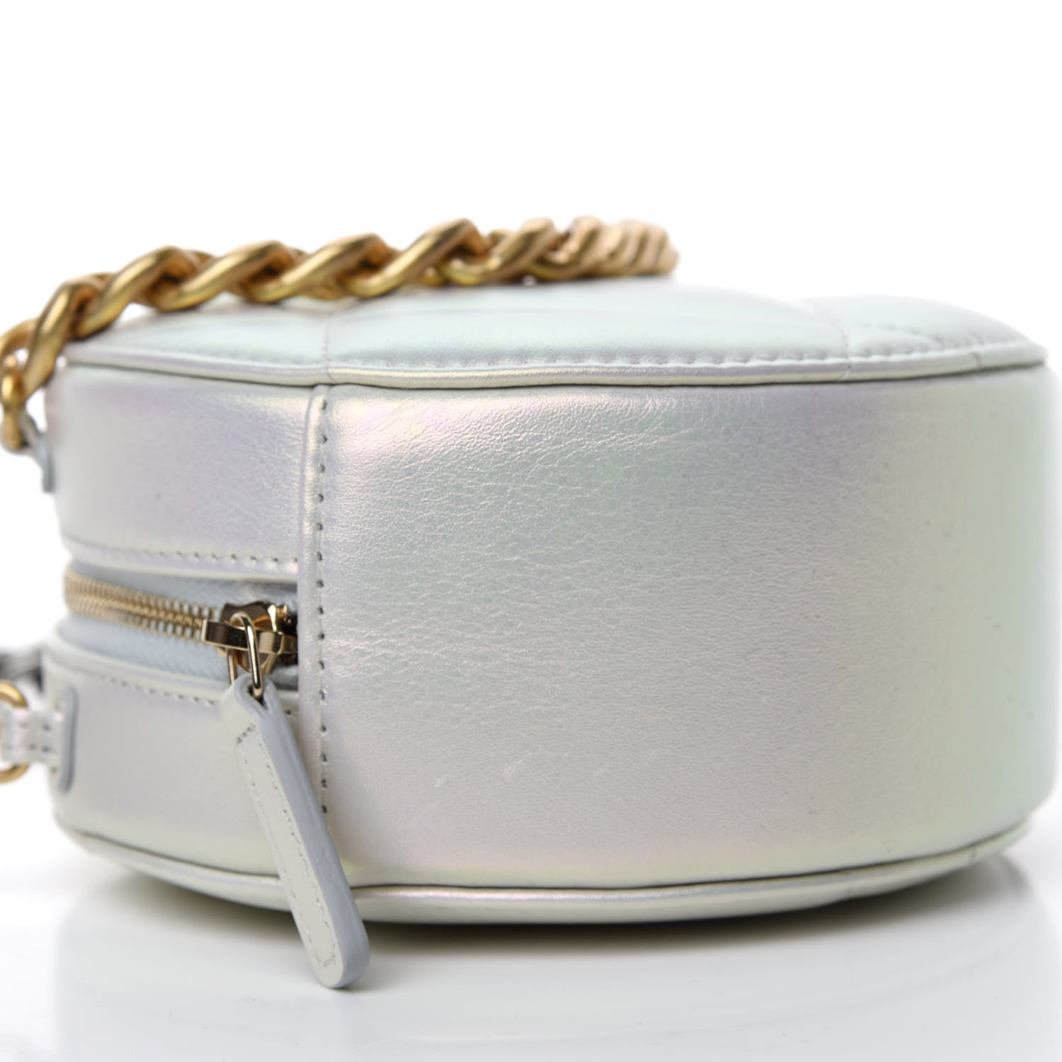 Chanel Iridescent Calfskin Quilted 19 Round Clutch With Chain White 6 of 10