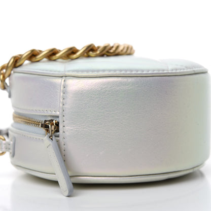Chanel Iridescent Calfskin Quilted 19 Round Clutch With Chain White 6 of 10