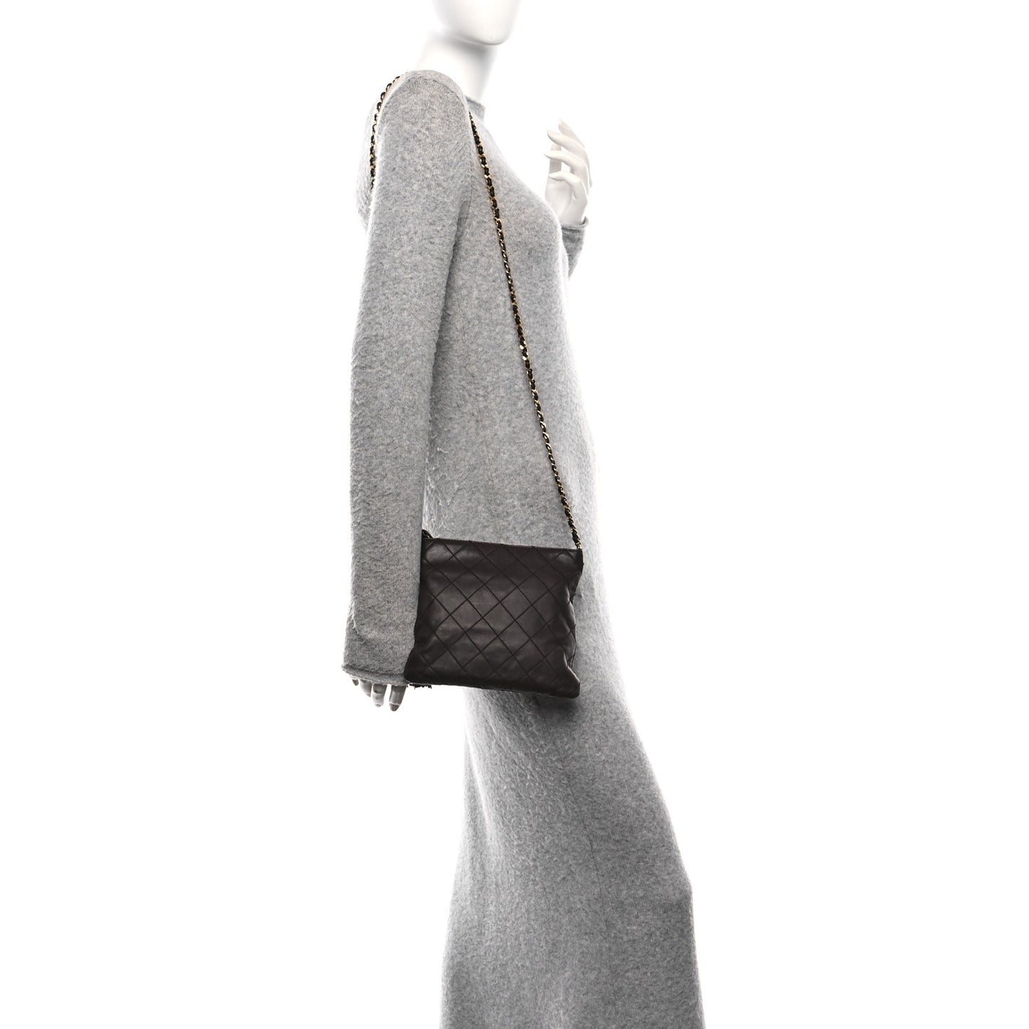 Lambskin Quilted Tassel Shoulder Bag Brown