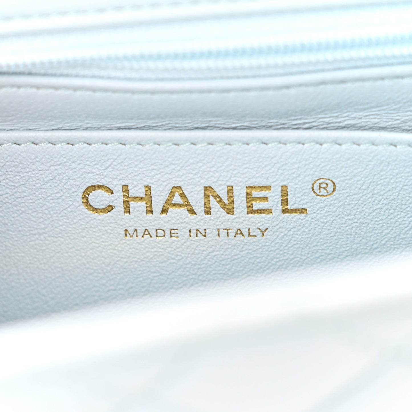 Lambskin Quilted Mini Top Handle Rectangular Flap Light Blue