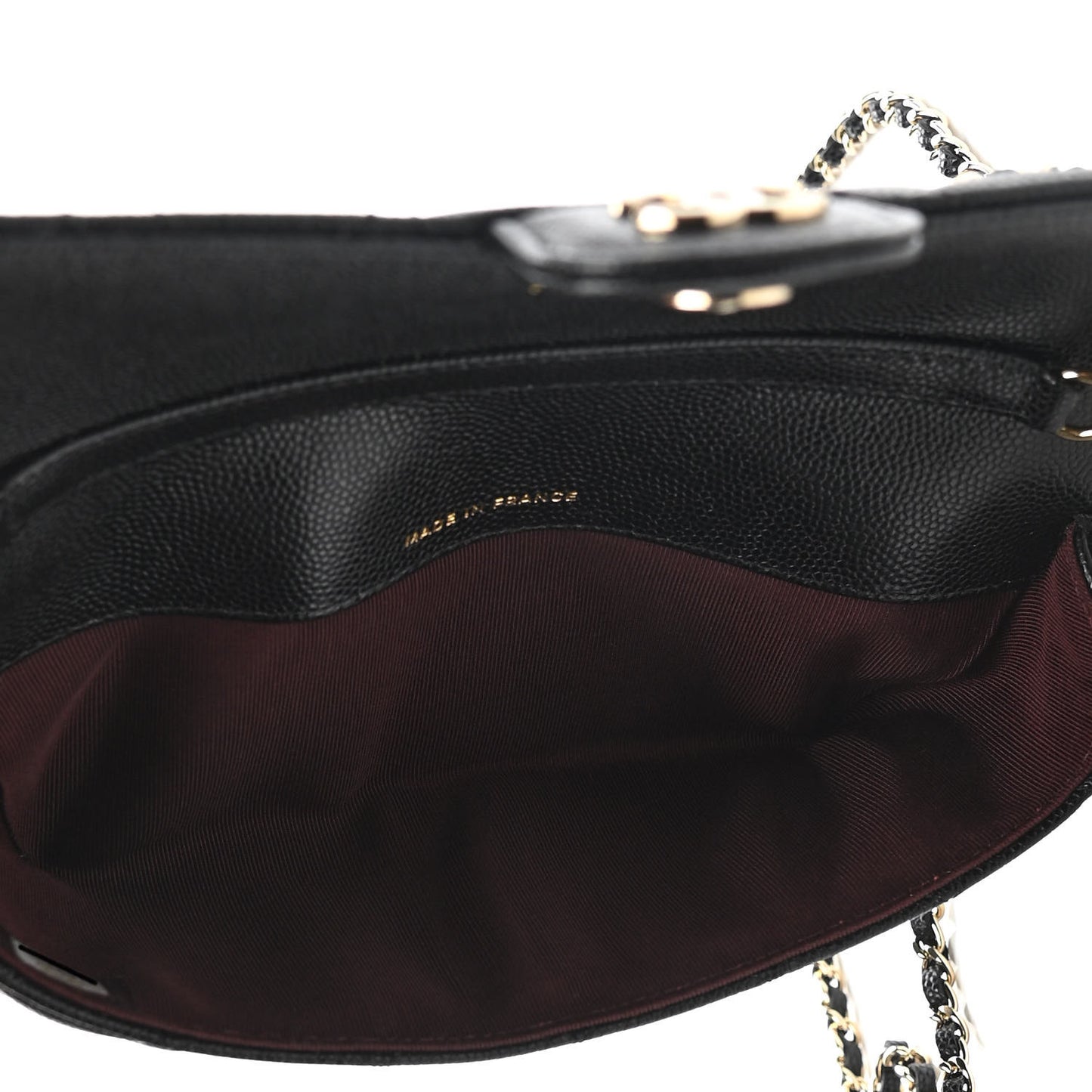 Caviar Quilted Glasses Case With Chain Black