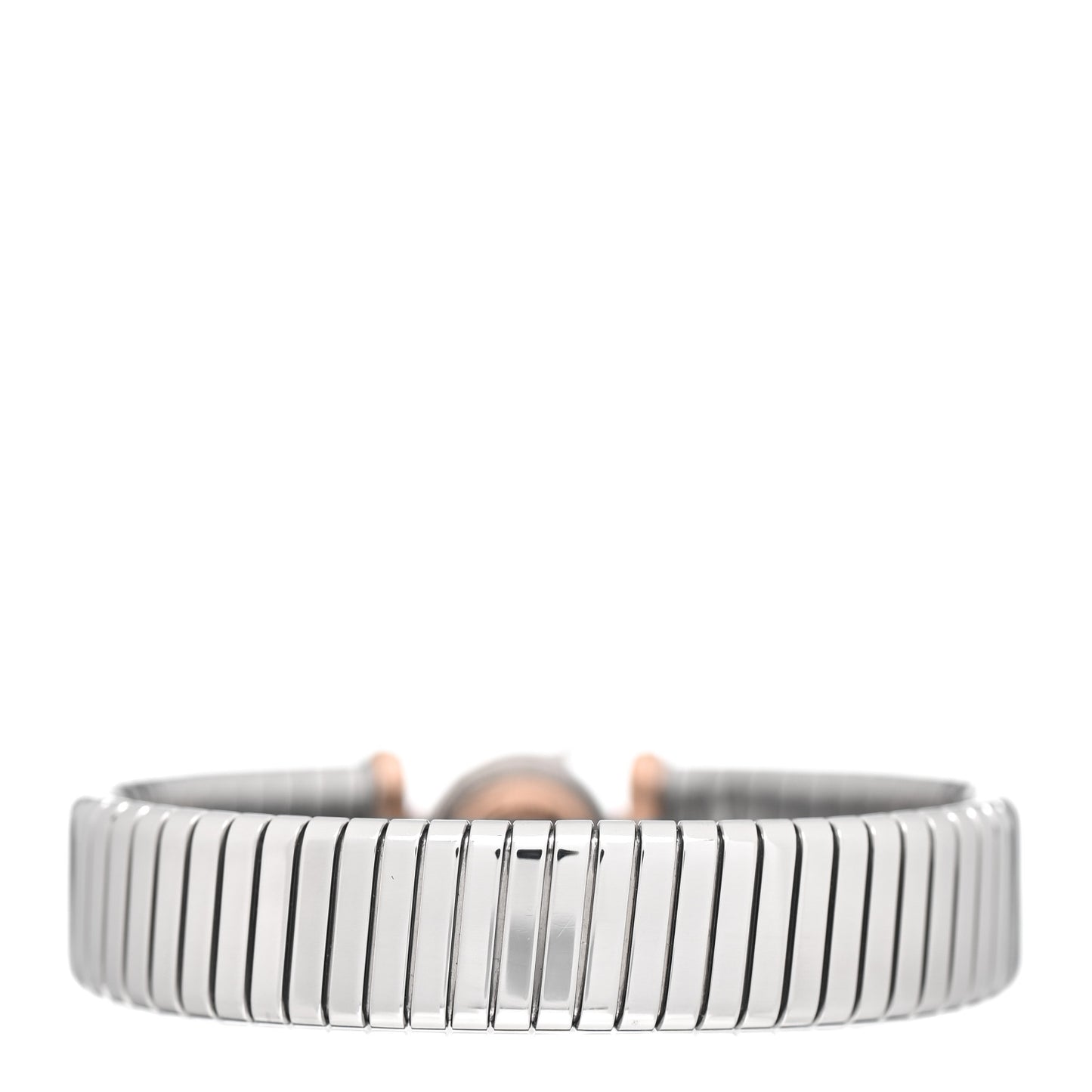Stainless Steel 18K Rose Gold Black Onyx Tubogas Bracelet