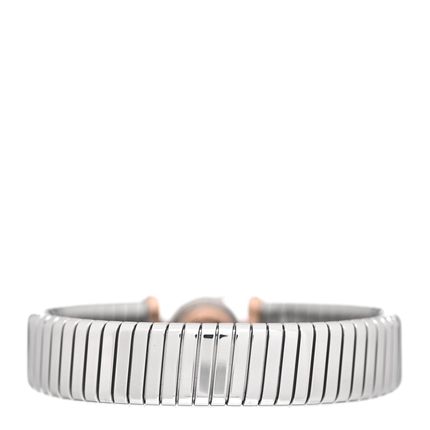 Bulgari Stainless Steel 18K Rose Gold Black Onyx Tubogas Bracelet 3 of 4