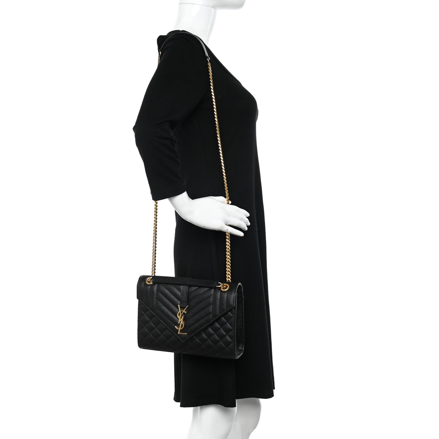 Grain De Poudre Textured Mixed Matelasse Triquilt Medium Monogram Satchel Black