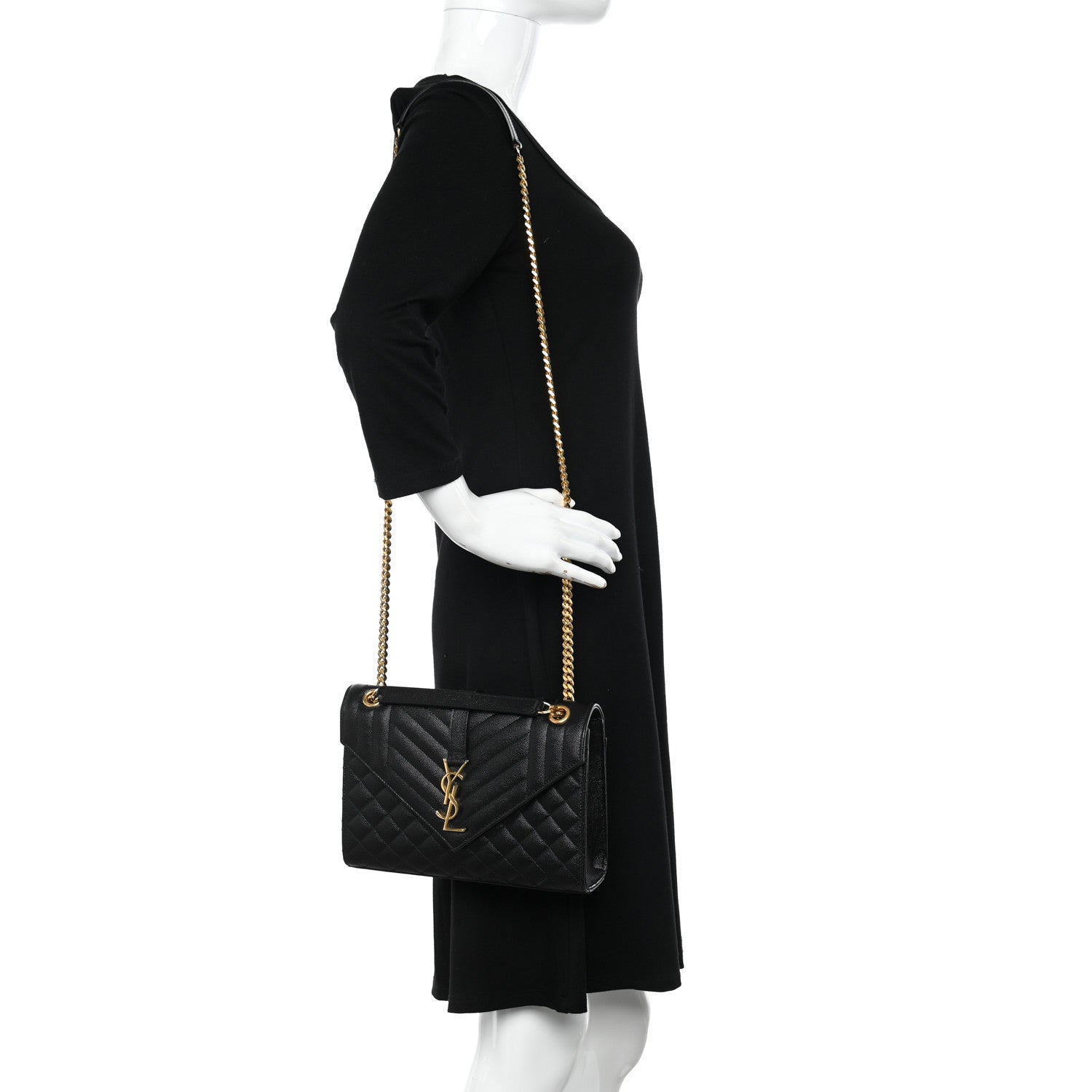 Saint Laurent Grain De Poudre Textured Mixed Matelasse Triquilt Medium Monogram Satchel Black 2 of 10