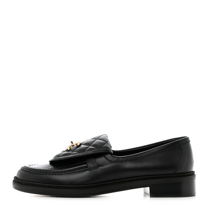 Chanel Lambskin Quilted CC Turnlock Loafers 38.5 Black 1 of 19