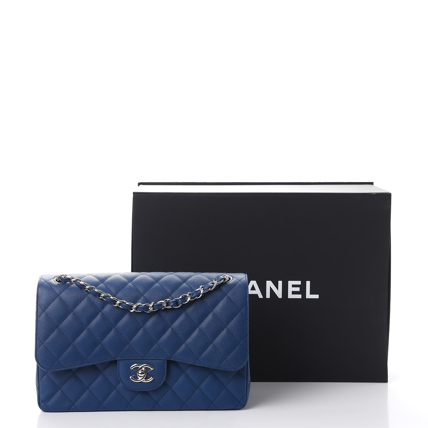Chanel Caviar Quilted Jumbo Double Flap Dark Blue 8 of 8