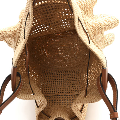 Loewe Raffia Calfskin Balloon Ruffles Bucket Bag Natural Tan 5 of 9