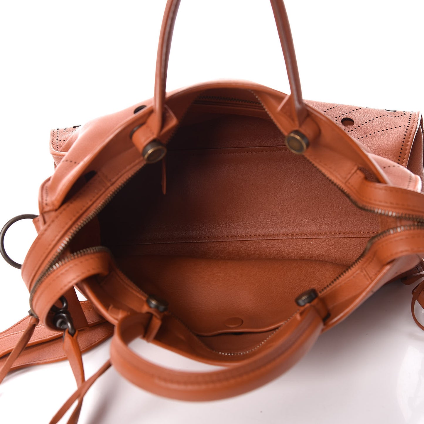 Veau Soyeux Perforated Blackout Hardware S City Marron Caramel