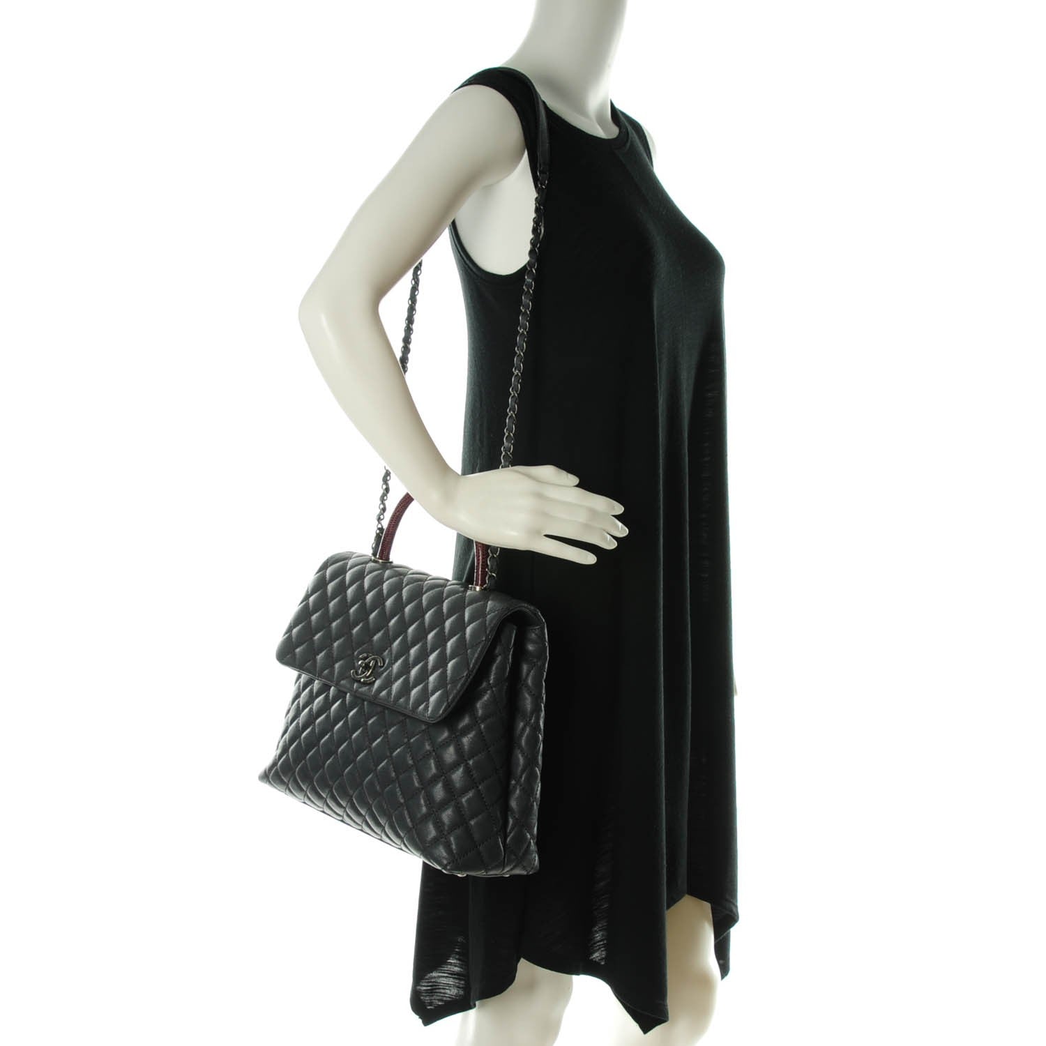 Chanel Caviar Lizard Quilted Large Coco Handle Flap Grey 2 of 7