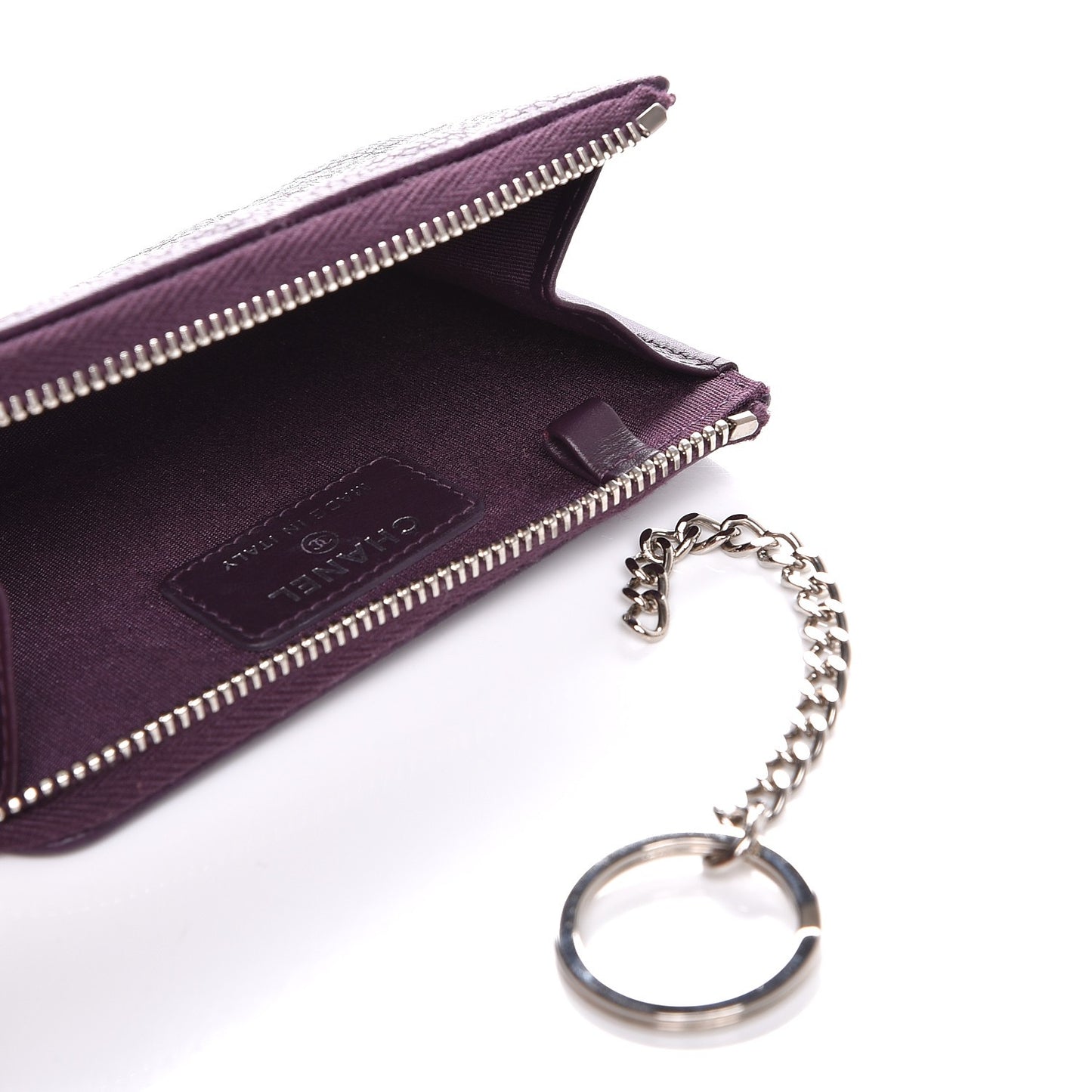 Caviar Quilted Diamond CC Key Holder Case Purple