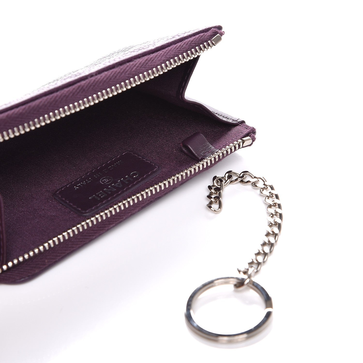 Chanel Caviar Quilted Diamond CC Key Holder Case Purple 7 of 7