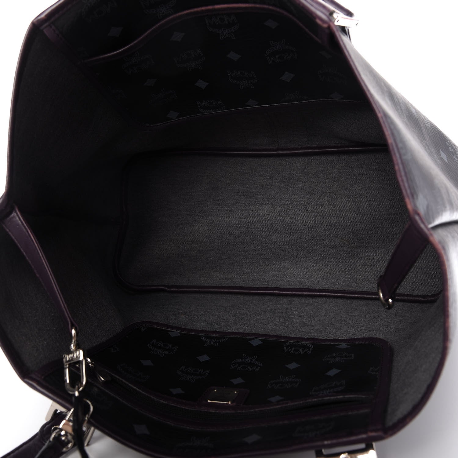MCM Visetos Striped Munich Lion Tote Black 5 of 9