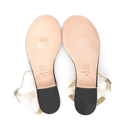 Chanel Python CC Thong Sandals 38 Beige Clair 5 of 13
