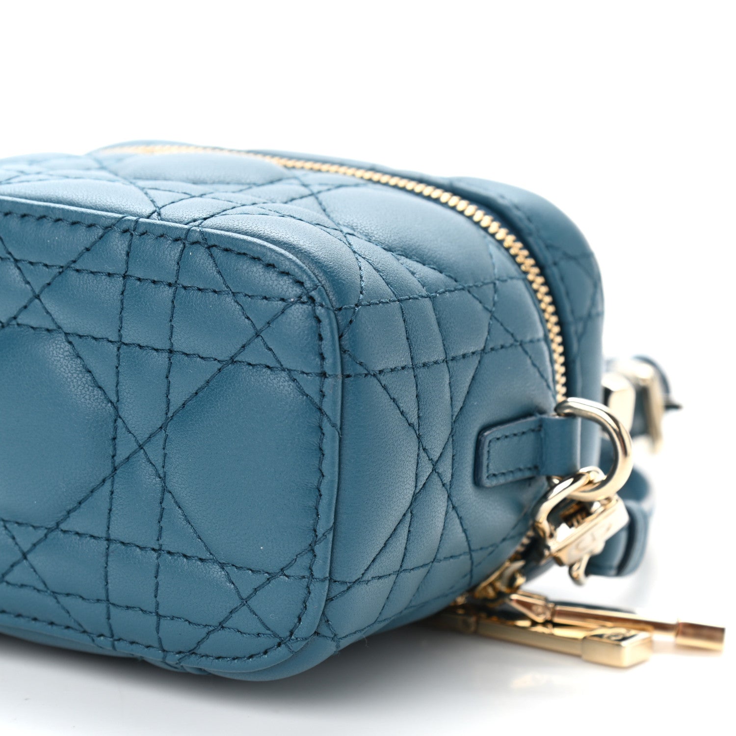 Christian Dior Lambskin Cannage Micro Lady Dior Vanity Case Blue 8 of 8
