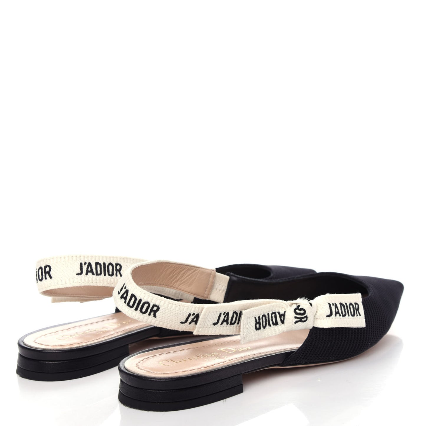 Technical Canvas Ribbon J'Adior Slingback Ballet Flats 36.5 Black
