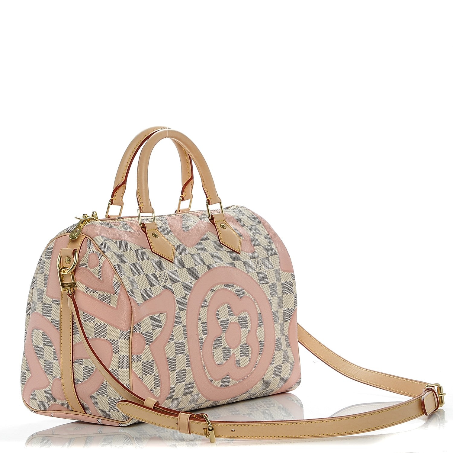 Louis Vuitton Damier Azur Tahitienne Speedy Bandouliere 30 Rose Ballerine 3 of 7