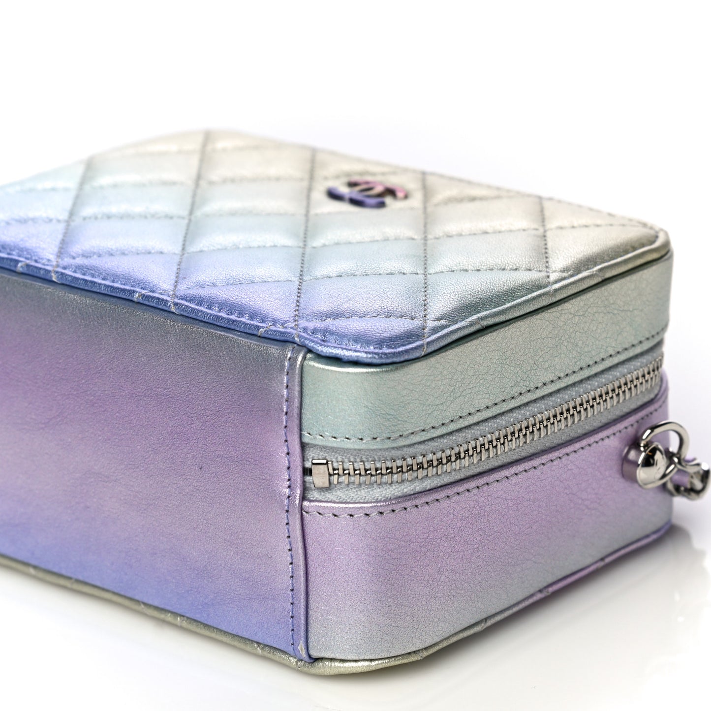 Metallic Gradient Calfskin Quilted Camera Case Blue Yellow Purple