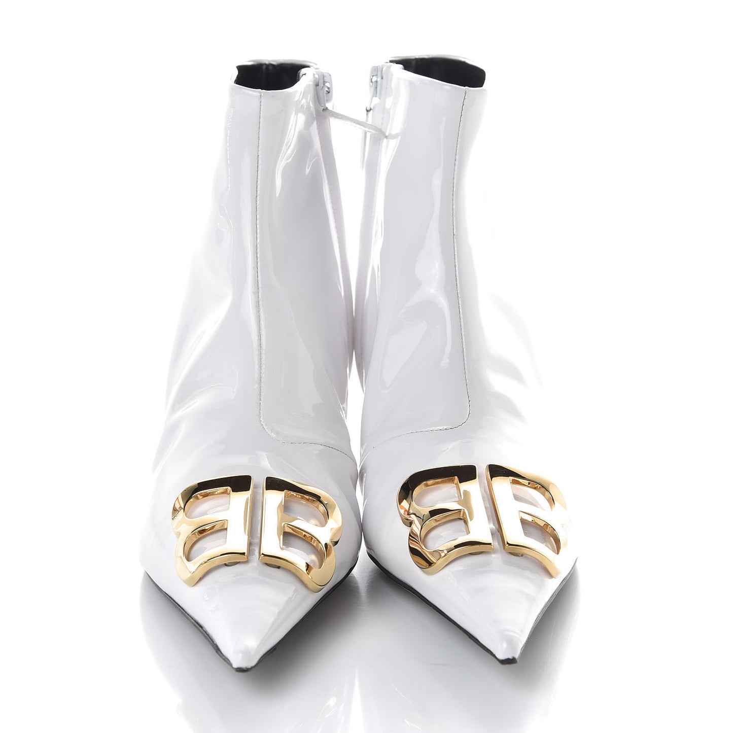 Patent BB Pointy Toe Ankle Booties 40 Optical White