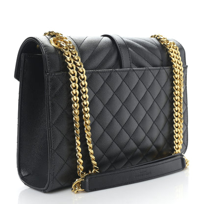 Saint Laurent Grain De Poudre Textured Mixed Matelasse Triquilt Medium Monogram Satchel Black 3 of 9