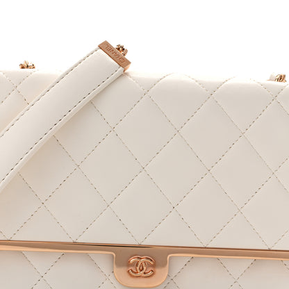 Chanel Lambskin Quilted Frame Wallet On Chain WOC White 9 of 18